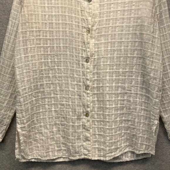 Cut Loose Sheer Top Womens Small White Oversized Lightweight Geometric - Picture 3 of 9